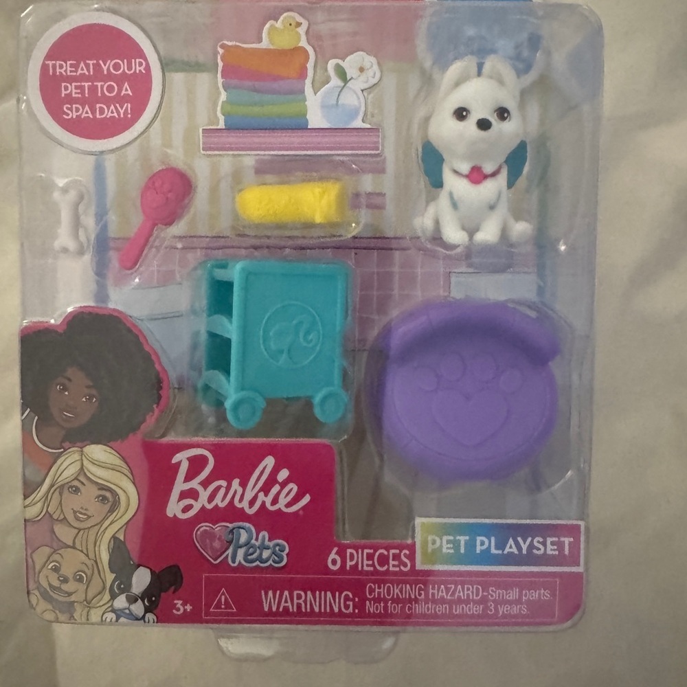 🐰🌷🐣Barbie Pets Spa Day 6-Piece Playset - New in Box
